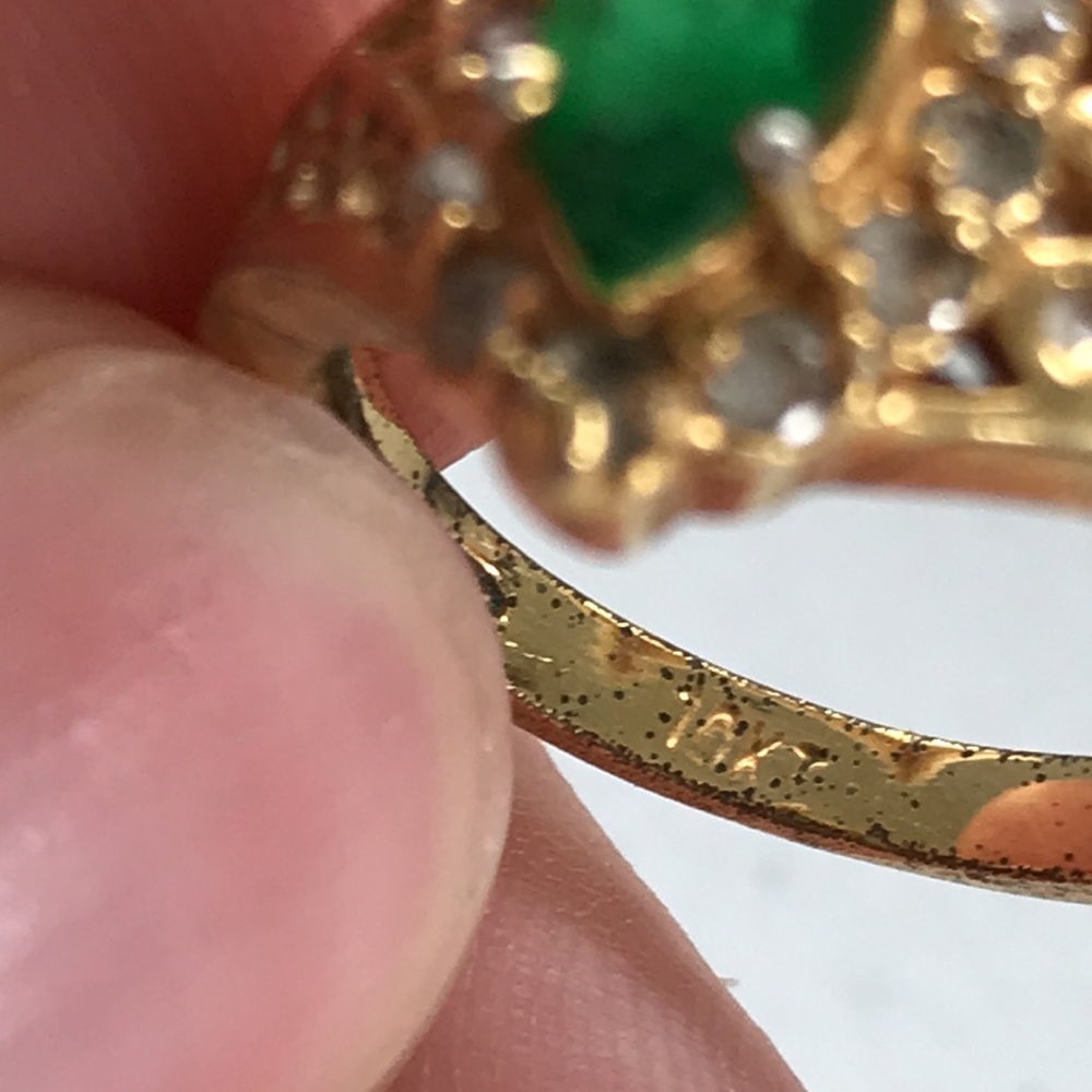 Vintage Emerald Stone with Accents 10K Gold Plated Ring - Picture 12 of 12
